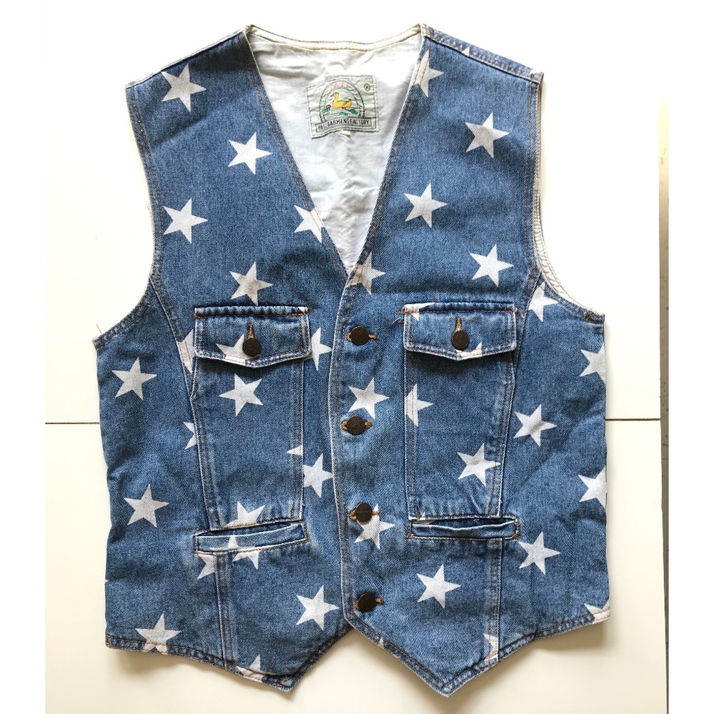 Sleeveless Jean Vest with stars pattern